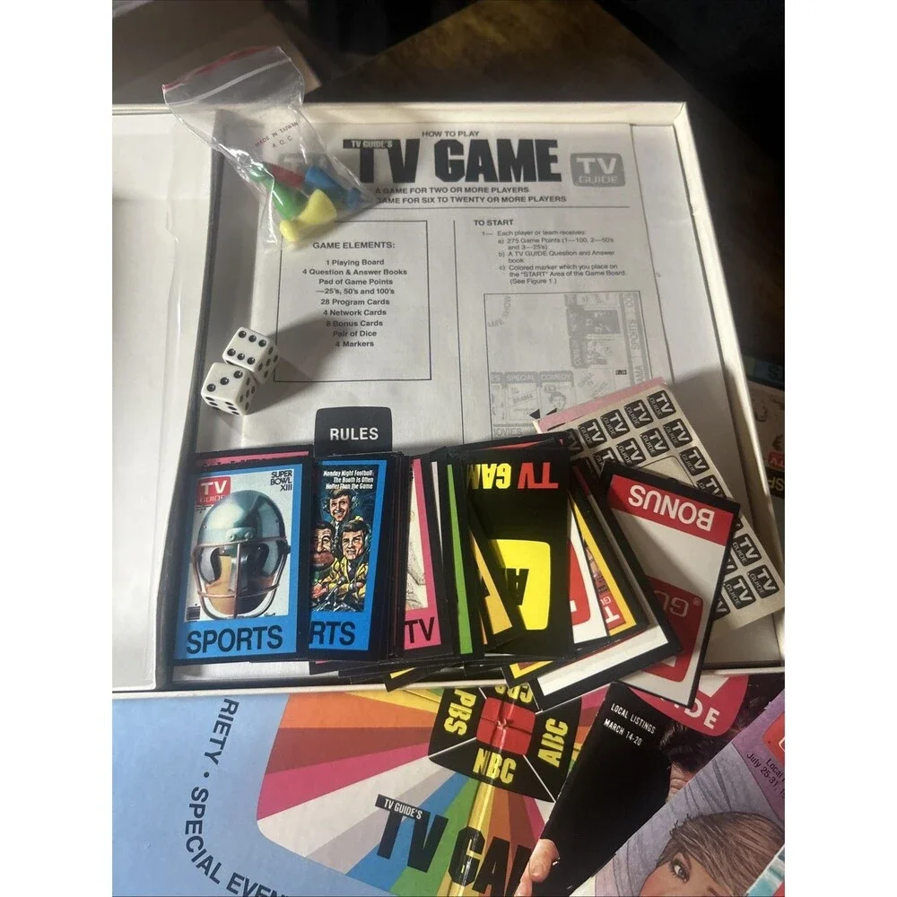 1984 TV Guide's TV Board Game Vintage Classic 6000 Trivia Questions  2 + Players